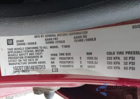 2004 Chevrolet Colorado Ls из США, поврежденный, VIN 1GCDT136148167313